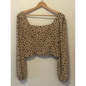 Women's Altar'D State Animal Print Long Sleeve  Crop Top Size Medium